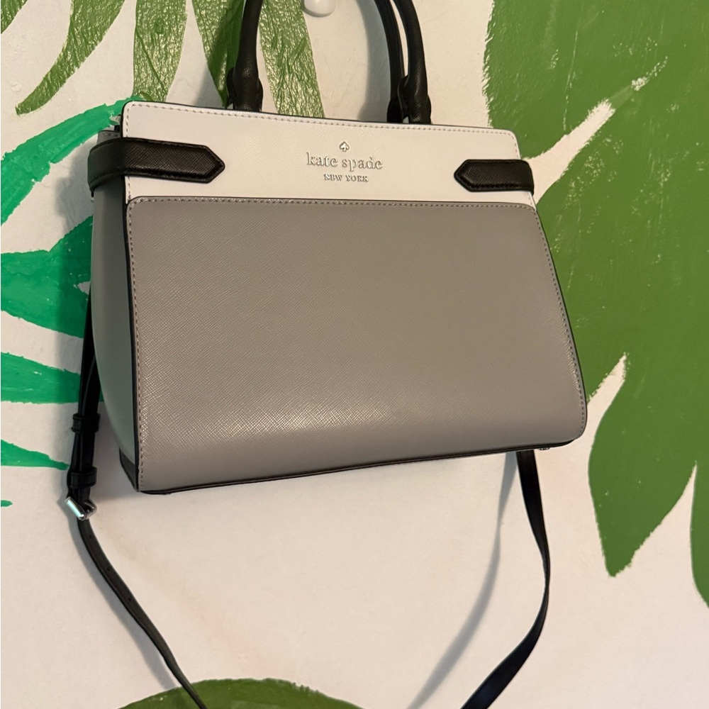 kate spade Staci Two-Tone White & Black Leather Satchel - Picture 3 of 10